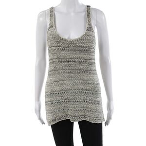 Vince Women Striped Scoop Neck Knit Pullover Tank Gray Size XS